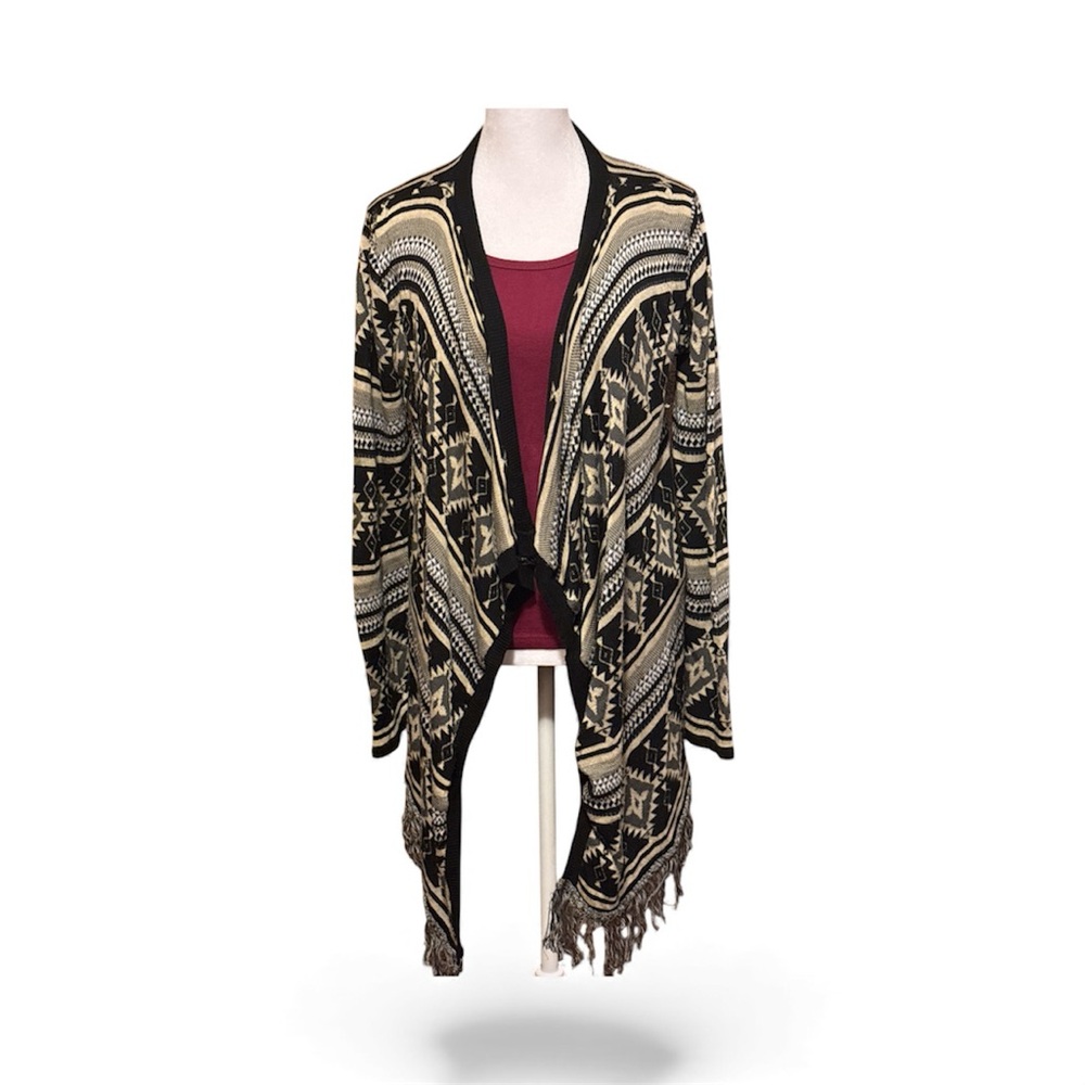 Say What? Black and Cream Geometric Cardigan